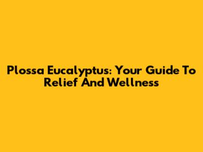 Plossa Eucalyptus: Your Guide To Relief And Wellness