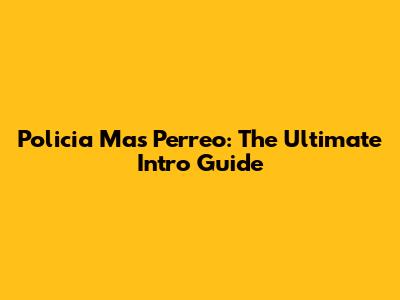 Policia Mas Perreo: The Ultimate Intro Guide