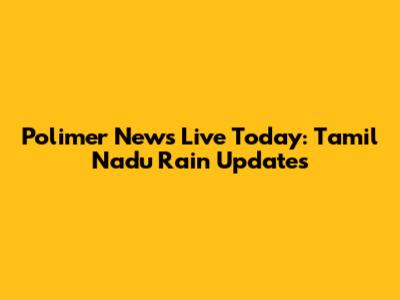 Polimer News Live Today: Tamil Nadu Rain Updates