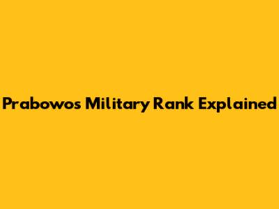 Prabowo's Military Rank Explained