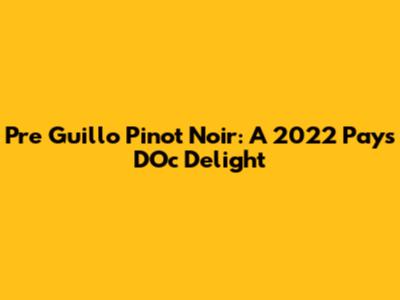 Pre Guillo Pinot Noir: A 2022 Pays D'Oc Delight