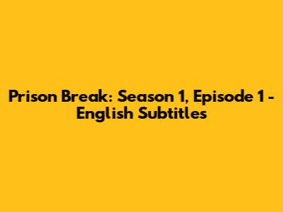 Prison Break: Season 1, Episode 1 - English Subtitles