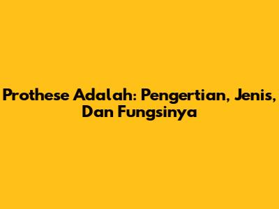 Prothese Adalah: Pengertian, Jenis, Dan Fungsinya