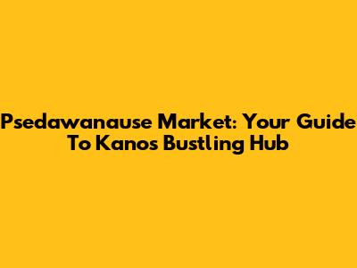 Psedawanause Market: Your Guide To Kano's Bustling Hub