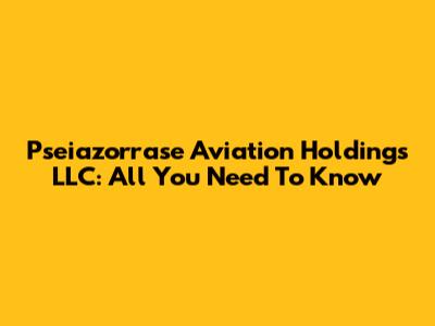 Pseiazorrase Aviation Holdings LLC: All You Need To Know