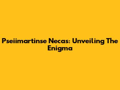Pseiimartinse Necas: Unveiling The Enigma