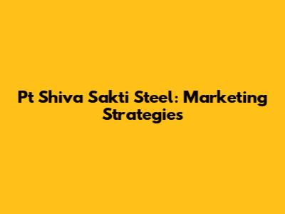 Pt Shiva Sakti Steel: Marketing Strategies