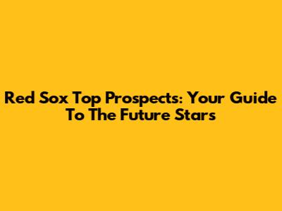 Red Sox Top Prospects: Your Guide To The Future Stars
