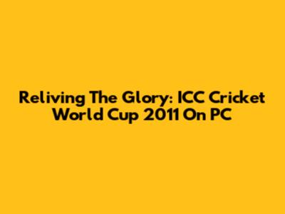 Reliving The Glory: ICC Cricket World Cup 2011 On PC