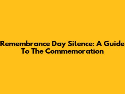 Remembrance Day Silence: A Guide To The Commemoration