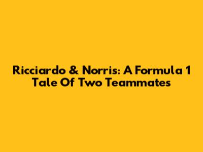 Ricciardo & Norris: A Formula 1 Tale Of Two Teammates