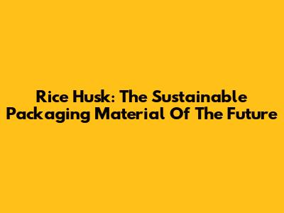 Rice Husk: The Sustainable Packaging Material Of The Future