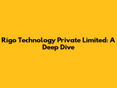 Rigo Technology Private Limited: A Deep Dive