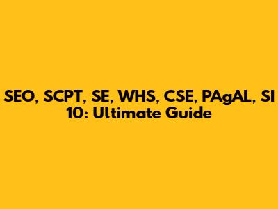 SEO, SCPT, SE, WHS, CSE, PAgAL, SI 10: Ultimate Guide