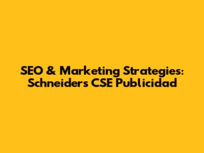 SEO & Marketing Strategies: Schneider's CSE Publicidad