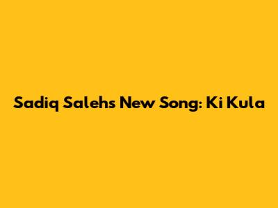 Sadiq Saleh's New Song: Ki Kula