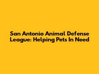 San Antonio Animal Defense League: Helping Pets In Need