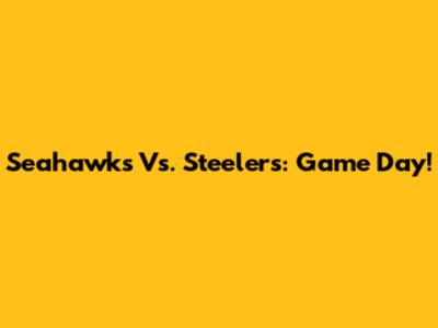 Seahawks Vs. Steelers: Game Day!