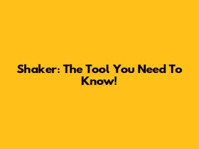 Shaker: The Tool You Need To Know!