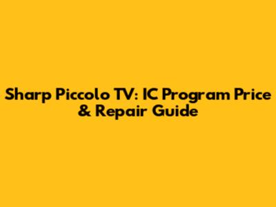 Sharp Piccolo TV: IC Program Price & Repair Guide