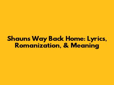 Shaun's 'Way Back Home': Lyrics, Romanization, & Meaning