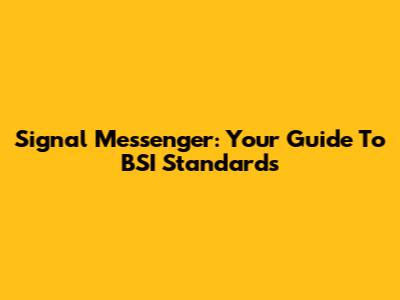 Signal Messenger: Your Guide To BSI Standards