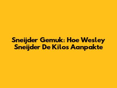 Sneijder Gemuk: Hoe Wesley Sneijder De Kilo's Aanpakte