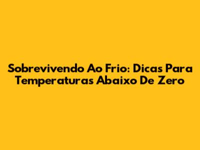 Sobrevivendo Ao Frio: Dicas Para Temperaturas Abaixo De Zero