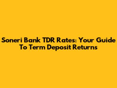 Soneri Bank TDR Rates: Your Guide To Term Deposit Returns