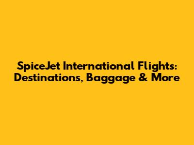 SpiceJet International Flights: Destinations, Baggage & More