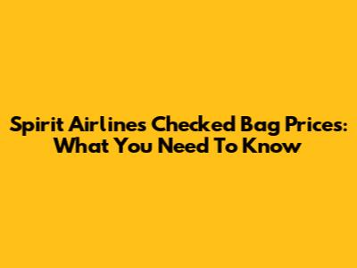 Spirit Airlines Checked Bag Prices: What You Need To Know