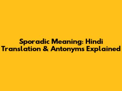 Sporadic Meaning: Hindi Translation & Antonyms Explained