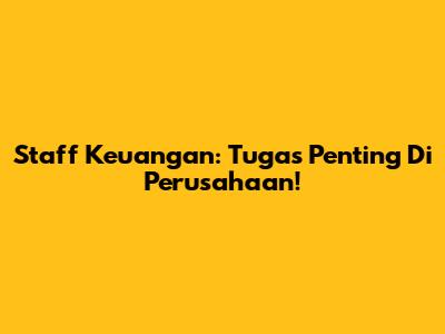 Staff Keuangan: Tugas Penting Di Perusahaan!