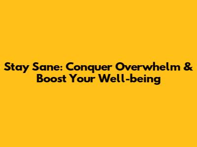 Stay Sane: Conquer Overwhelm & Boost Your Well-being