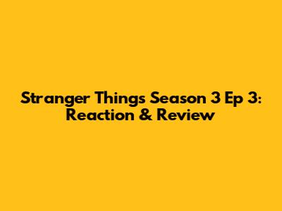 Stranger Things Season 3 Ep 3: Reaction & Review