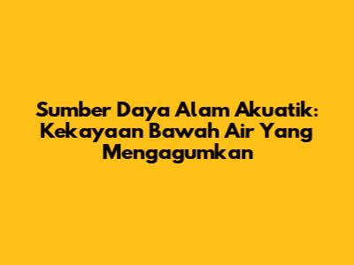 Sumber Daya Alam Akuatik: Kekayaan Bawah Air Yang Mengagumkan
