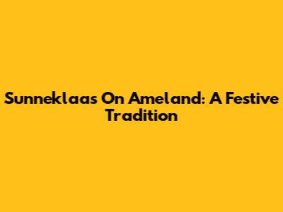Sunneklaas On Ameland: A Festive Tradition