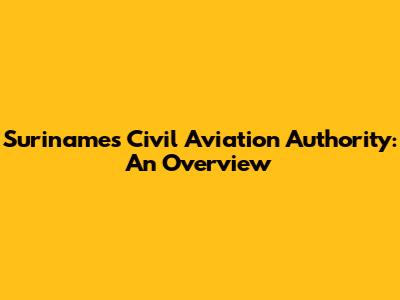 Suriname's Civil Aviation Authority: An Overview