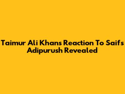 Taimur Ali Khan's Reaction To Saif's 'Adipurush' Revealed
