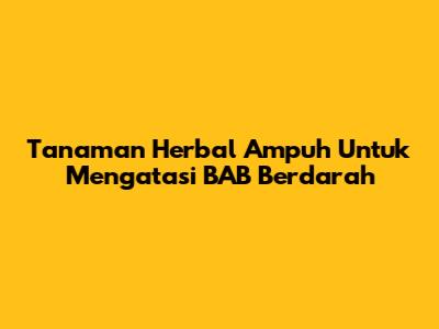 Tanaman Herbal Ampuh Untuk Mengatasi BAB Berdarah
