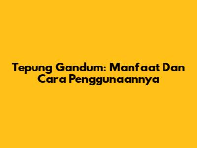 Tepung Gandum: Manfaat Dan Cara Penggunaannya