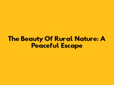 The Beauty Of Rural Nature: A Peaceful Escape