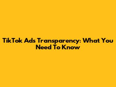 TikTok Ads Transparency: What You Need To Know