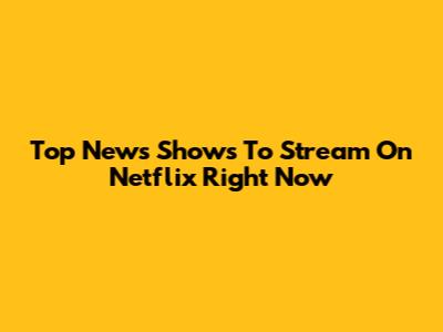 Top News Shows To Stream On Netflix Right Now