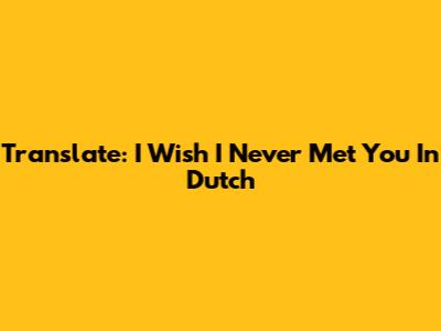 Translate: "I Wish I Never Met You" In Dutch