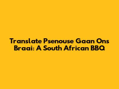 Translate "Psenouse Gaan Ons Braai": A South African BBQ