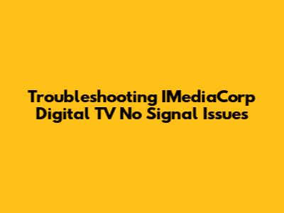 Troubleshooting IMediaCorp Digital TV 'No Signal' Issues