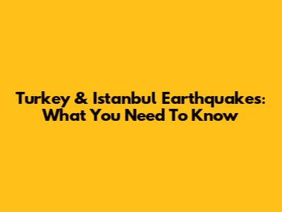 Turkey & Istanbul Earthquakes: What You Need To Know