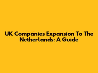 UK Companies Expansion To The Netherlands: A Guide