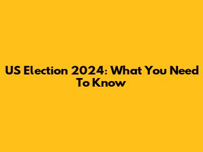 US Election 2024: What You Need To Know
